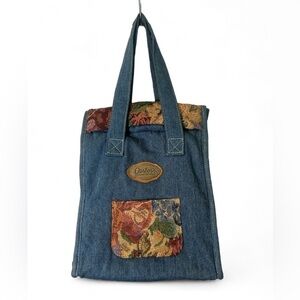 Vintage‎ Carter's Denim Floral Jacquard Mini Diaper Bottle Bag